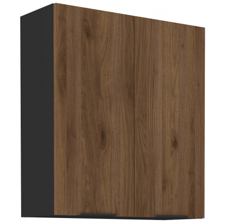 Horní skřínka MONZA - 80 G-90 2F, Černá mat/Ořech