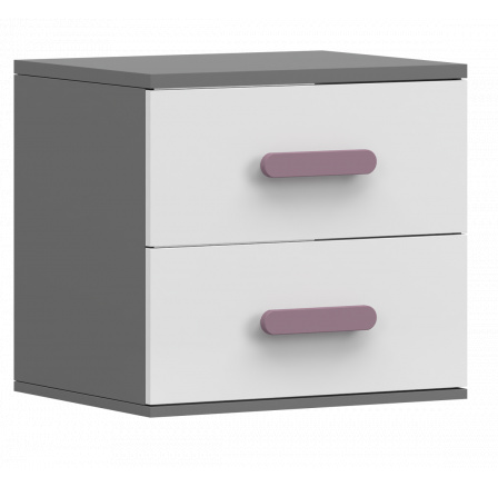 Noční stolek SMYK II - 22, Šedá/Bílá/Vřes