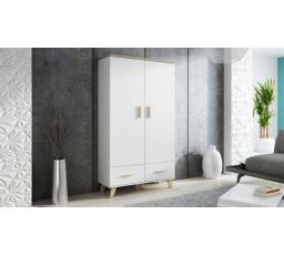 Šatní skříň LOTTA, 2D2S Bílá/ Dub sonoma