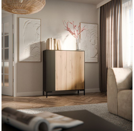 Komoda MERCI 100, černá/ dub artisan Komoda MERCI 100, černá/ dub artisan