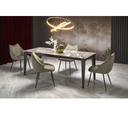 Jídelní stůl FELIX, efekt popelavého mramoru/černá