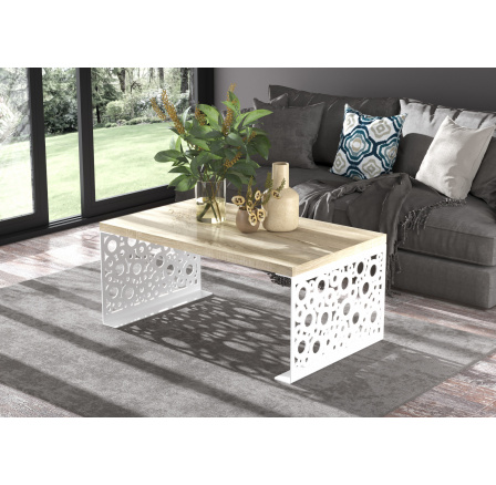 Konferenční stolek RINA 100x60 Bílý+Sonoma