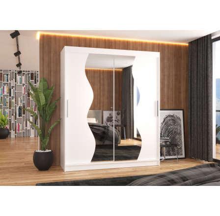 Posuvná skříň se zrcadlem MEDISON 180 Bílá+Bílá