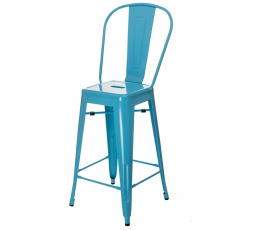 Barová židle Paris Back 66 cm modrá inspirovaná Tolix