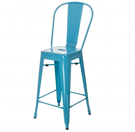 Barová židle Paris Back 66 cm modrá inspirovaná Tolix Barová židle Paris Back 66 cm modrá inspirovaná Tolix