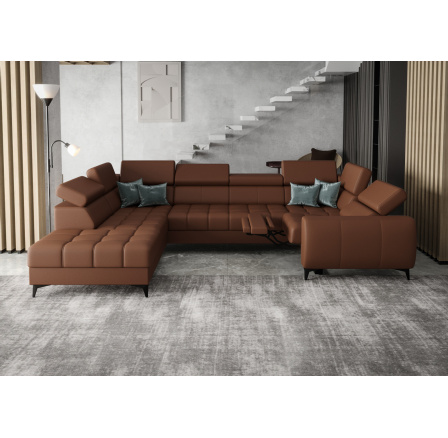 Rohová sedací souprava PORTO MAX I , relax přírodní kůže 225x350X193 cm - levá, přírodní kůže - volitelná barva