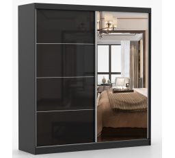 Šatní skříň MULTI 31 - 233 cm, Černá/Černý Lesk