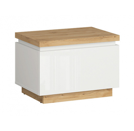 Noční stolek ERLA KOM1S, bílá/dub minerva/bílý lesk