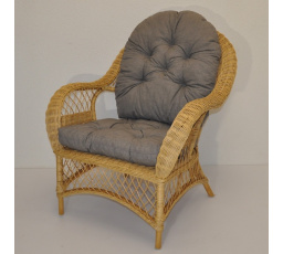 Ratanové křeslo Florida medové  polstr šedý melír