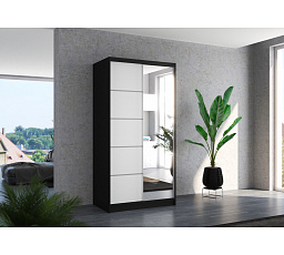 Posuvná skříň se zrcadlem ORLANDO 100 Černá+Bílá