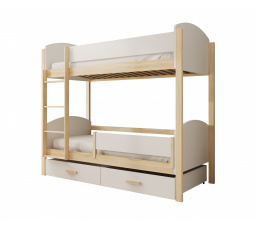 Dětská Patrová Postel Jori s bariérkou 180x80 Bílá+Bílá