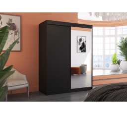 Posuvná skříň se zrcadlem JORDI 150 Černá+Černá