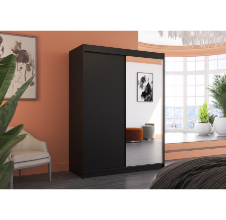 Posuvná skříň se zrcadlem JORDI 150 Černá+Černá