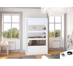 Posuvná skříň se zrcadlem a LED osvětlením KOLORADO 120 Bílá+Bílá