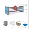 Dětská postel RICO 90x190 cm, bez matrace, Grafit/Modrá