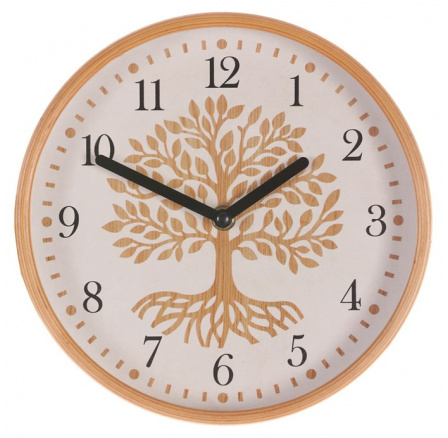 Hodiny nástěnné - pr. 22 cm, MDF a dřevěný rám, strom života