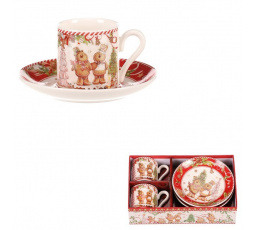 Hrnečky s podšálky - porcelán, dárkový set po 2 kusech, vánoční