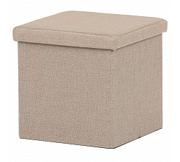 Taburet s úložným prostorem, béžová, látka, TAB-461 CRM2