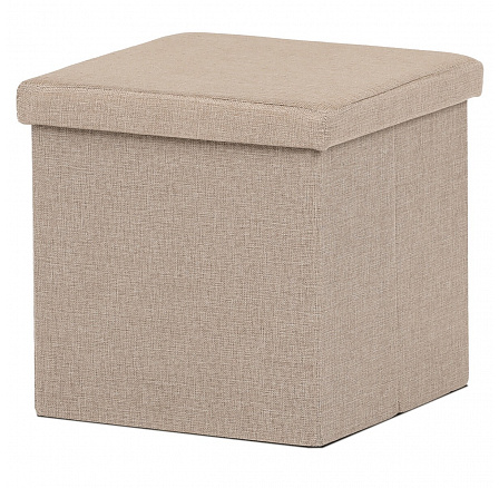 Taburet s úložným prostorem, béžová, látka, TAB-461 CRM2