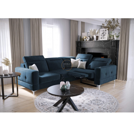 Rohová sedací souprava MALIBU , relax s funkcí spaní 185x250 cm - modrá , pravá