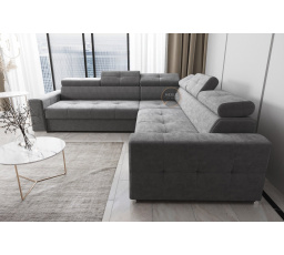 Rohová sedací souprava s funkcí spaní MARGO MAX 270x270 - šedá , pravá