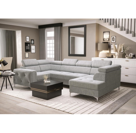 Rohová sedací souprava ORION MAX II s funkcí spaní 165x350x185 cm - šedá , levá