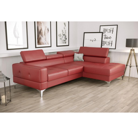Rohová sedací souprava TOSCANIA MINI přírodní kůže 170x250 cm -červená , pravá