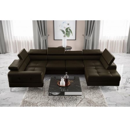 Rohová sedací souprava TOSCANIA MAX I 170x350x185 cm přírodní kůže - levá, Kůže olivově hnědá