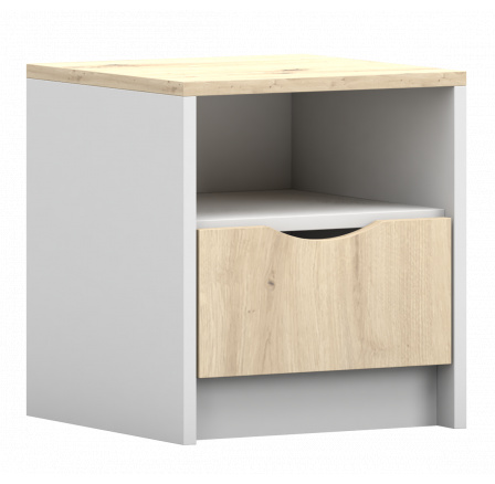 Noční stolek - JOY I 22, Bílá/Dub Artisan