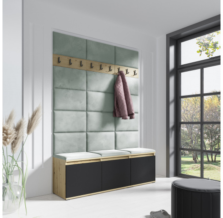 Předsíňová stěna EMI 6, Trinity 21/Artisan + Černá Předsíňová stěna EMI 6, Trinity 21/Artisan + Černá