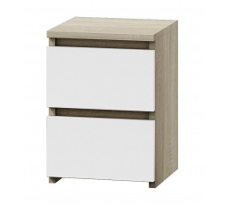 Noční stolek MALVÍNA M2, Dub sonoma/bílá