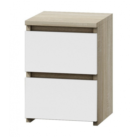 Noční stolek MALVÍNA M2, Dub sonoma/bílá