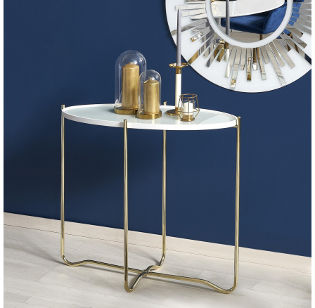 Psací stůl KN2, bílá/zlatá Psací stůl KN2, bílá/zlatá