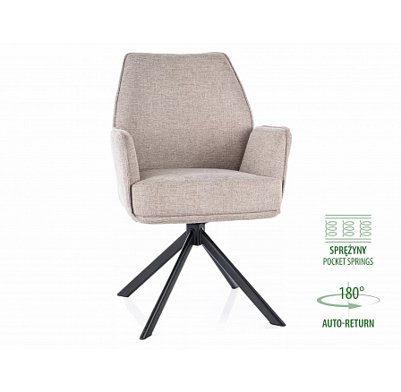 Jídelní otočná židle HUGO BREGO s pružinovým sedákem, Béžová 31/Černá