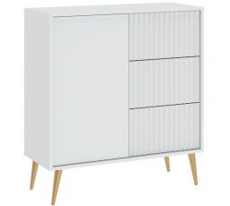 Komoda BARCELONA 1D3S, Bílá/Zlatá