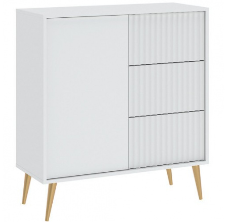 Komoda BARCELONA 1D3S, Bílá/Zlatá