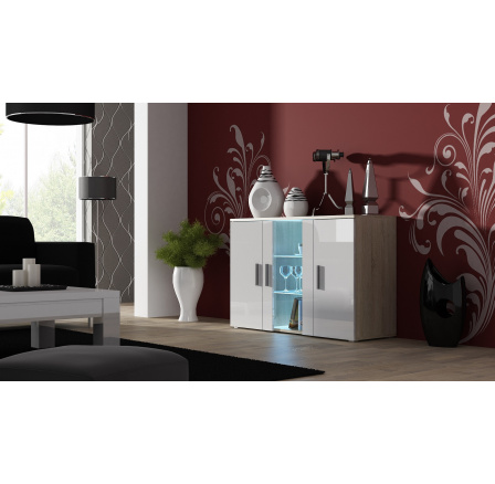 Komoda SOHO S-7, Dub sonoma/Bílý lesk