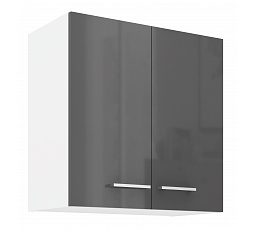 Horní skříňka SOLA - 60 G-60 2F, Bílá/Šedý Lesk