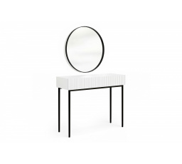 NICOLE TOALETNÍ STOLEK 100 2SZ - bílý mat / černý rám + NICOLE ZRCADLO 80 - černé