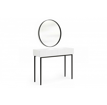 NICOLE TOALETNÍ STOLEK 100 2SZ - bílý mat / černý rám + NICOLE ZRCADLO 80 - černé