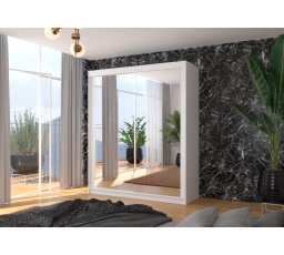 Posuvná skříň se zrcadlem MORGAN 180 Bílá+Bílá