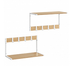 Set 2 nástěnných poliček, mdf, béžová, ABP-E1083 WT