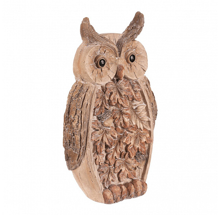 Sova - dekorace s osvětlením, magnesium, imitace dřeva