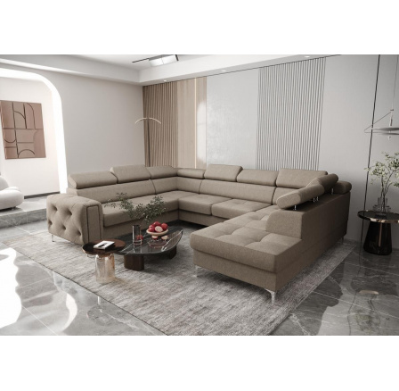 Rohová sedací souprava ORION MAX I s funkcí spaní 225X350X255 cm - hnědá , levá