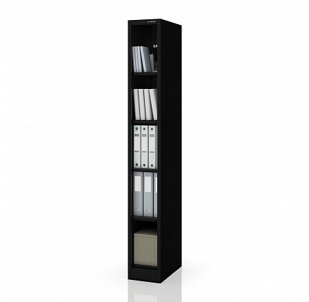 Úzký kovový regál, archivační na dokumenty černý: TIM 250 x 1850 x 400 mm Úzký kovový regál, archivační na dokumenty černý: TIM 250 x 1850 x 400 mm