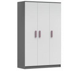 Šatní skříň 3D SMYK II - 19, Šedá/Bílá/Vřes