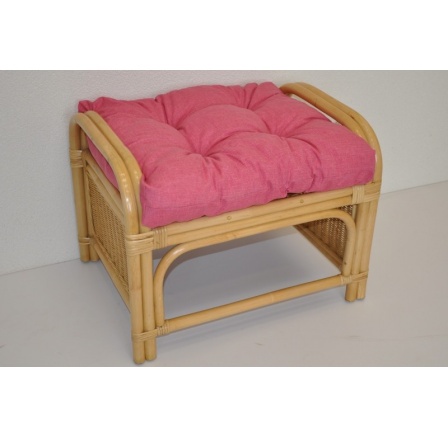 Ratanová taburetka Ear medová polstr malinový melír Ratanová taburetka Ear medová polstr malinový melír