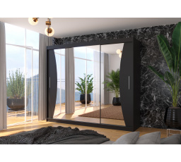 Posuvná skříň se zrcadlem DIEGO 250 Černá+Černá