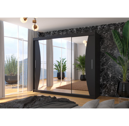 Posuvná skříň se zrcadlem DIEGO 250 Černá+Černá