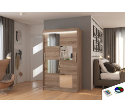 Posuvná skříň se zrcadlem a LED osvětlením LUGANO 120 Truffle+Truffle